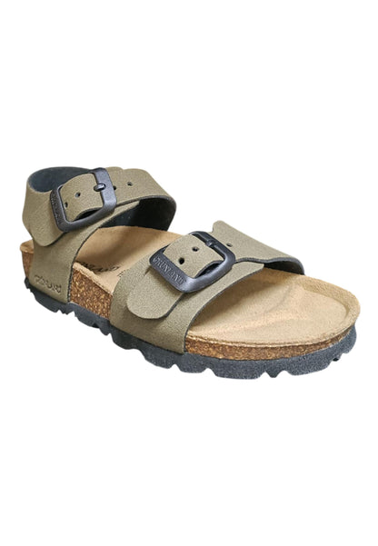 Sandalo bambino Grunland Junior 0635 oliva bio fibbia comfort naturale