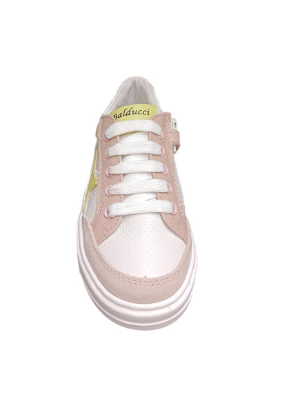 Scarpe sneakers Bambine e ragazze balducci TRACK  bianco-rosa-giallo laccio e zip laterale