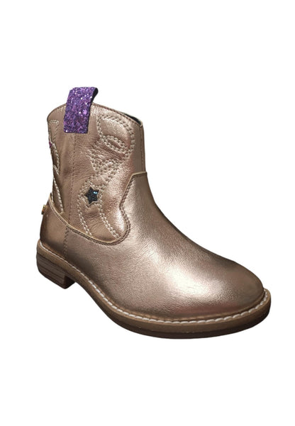 Stivaletto Bambine Gioseppo ELEK Platino con Zip - Scarpe Pelle Laminata