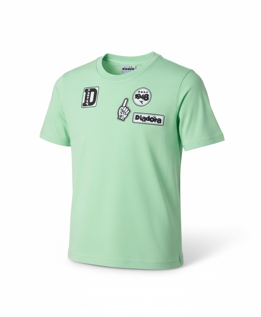 t-shirt Bambini e ragazzi Diadora jb t-shirt ss ess sports 102.182565 verde-bianco