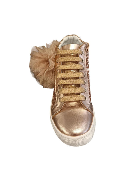 Scarpe sneakers Bambine e ragazze platis P2422  glitter argento-rosa laccio