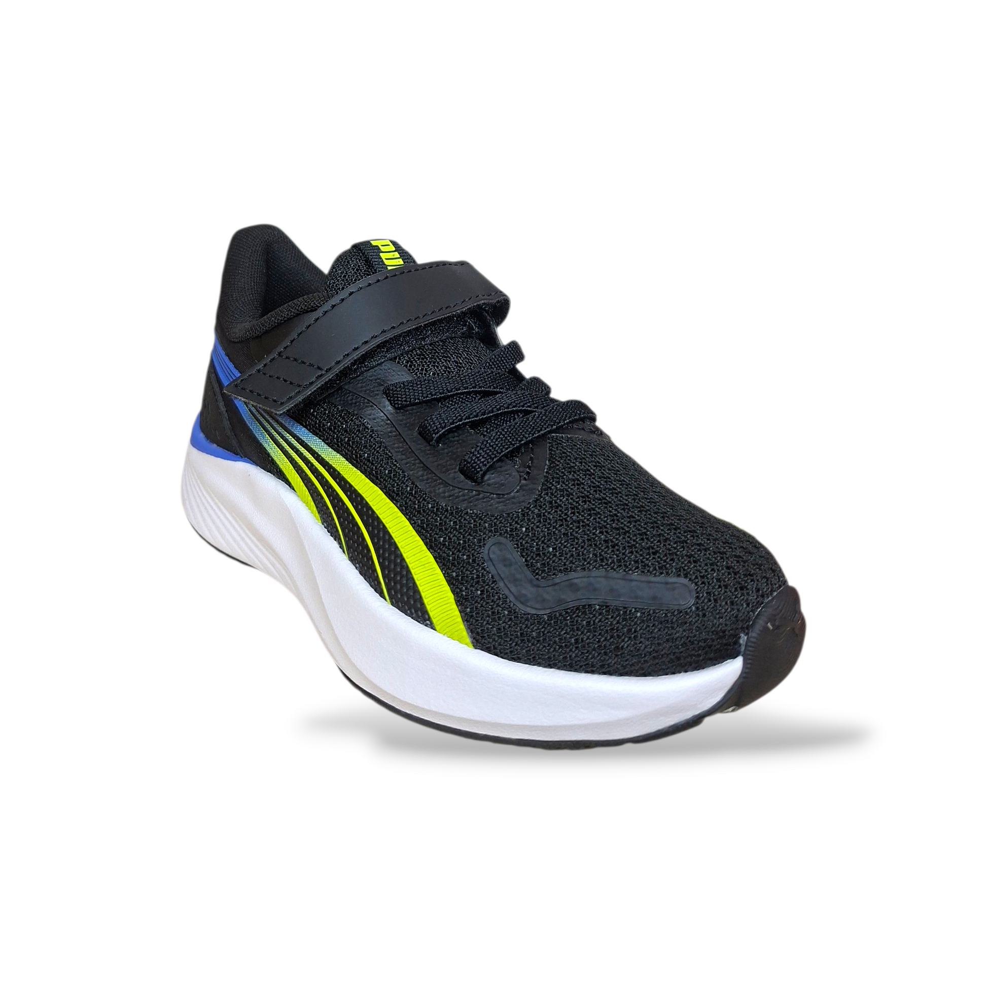 Scarpe-bambino-velcro-Puma-Pounce-Lite-nero-giallo-blu-Scarpetteria-Gica-Trani
