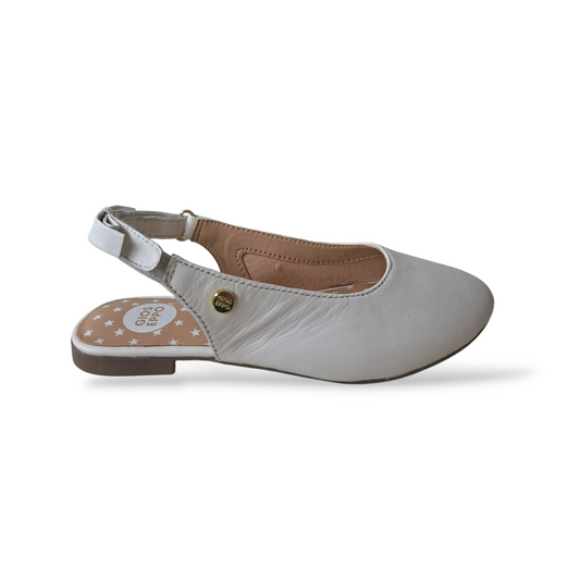 Ballerine Slingback Bambina Gioseppo Bagley | Pelle Bianca Velcro Fiocco Eleganti