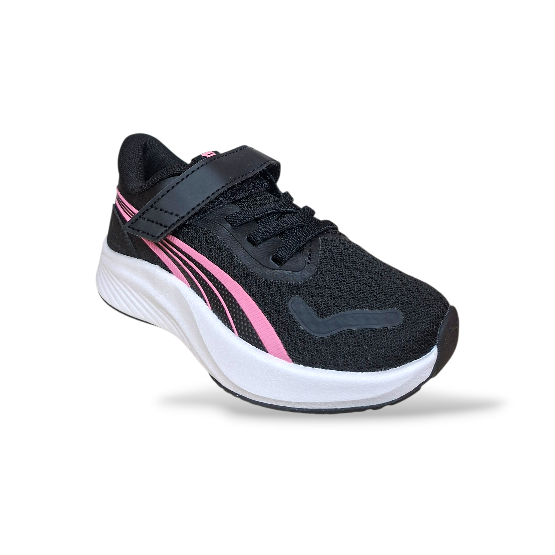 Scarpe-ginnastica-bambina-Puma-velcro-nero-fucsia-Scarpetteria-Gica-Trani
