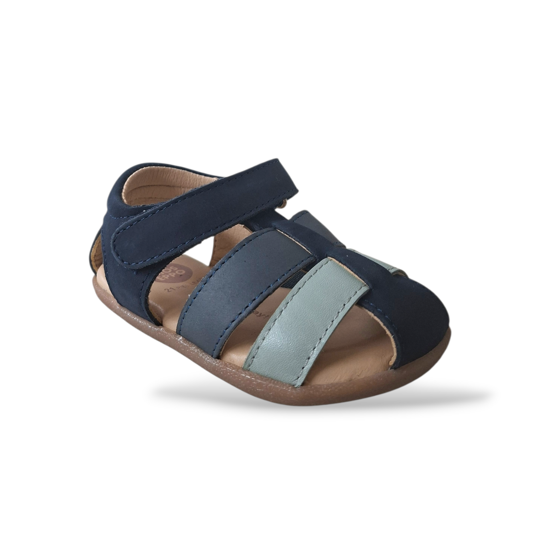 Ragnetto-semiaperto-bambino-Gioseppo-Morley-blue-celeste-pelle-barefoot-Scarpetteria-Gica-Trani
