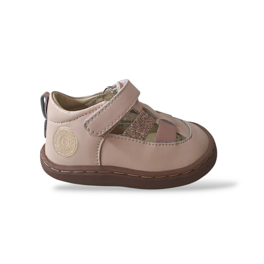 Scarpe-primi-passi-barefoot-bambina-Gioseppo-Carver-pelle-cipria-velcro-Scarpetteria-Gica-Trani
