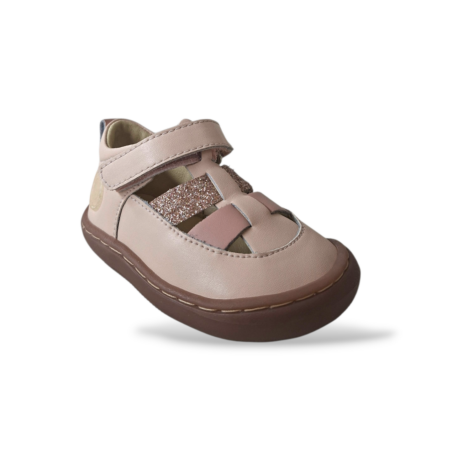 Ragnetto-semiaperto-bambina-Gioseppo-Carver-cipria-beige-pelle-barefoot-Scarpetteria-Gica-Trani
