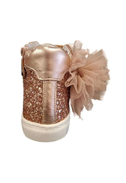 Scarpe sneakers Bambine e ragazze platis P2422  glitter argento-rosa laccio
