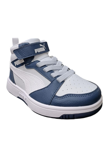 Scarpe sneakers Unisex bambini PUMA REBOUND  bianco-nero laccio elastico e velcro