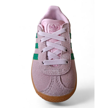 Adidas-Gazelle-CF-EL-I-JP7138-rosa-verde-beige-bambina-vista-laterale-velcro-laccio-elastico-Scarpetteria-Gica-Trani