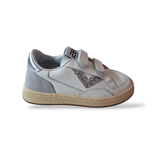 Sneakers bambina 2B12 Baby-Mini Play bianche glitter argento velcro Scarpetteria Gica Made in Italy
