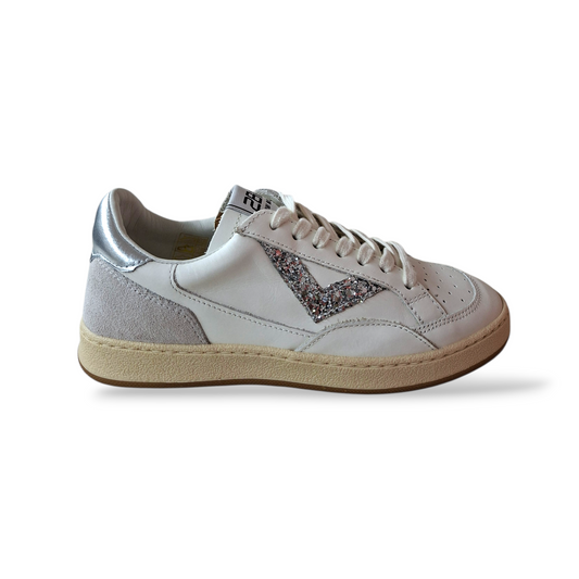 Sneakers bambina 2B12 Junior Play bianche glitter argento Scarpetteria Gica Made in Italy
