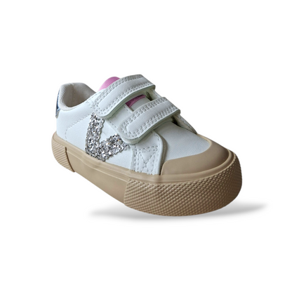 Sneakers bambina glitter argento doppio velcro Victoria Scarpetteria Gica Trani
