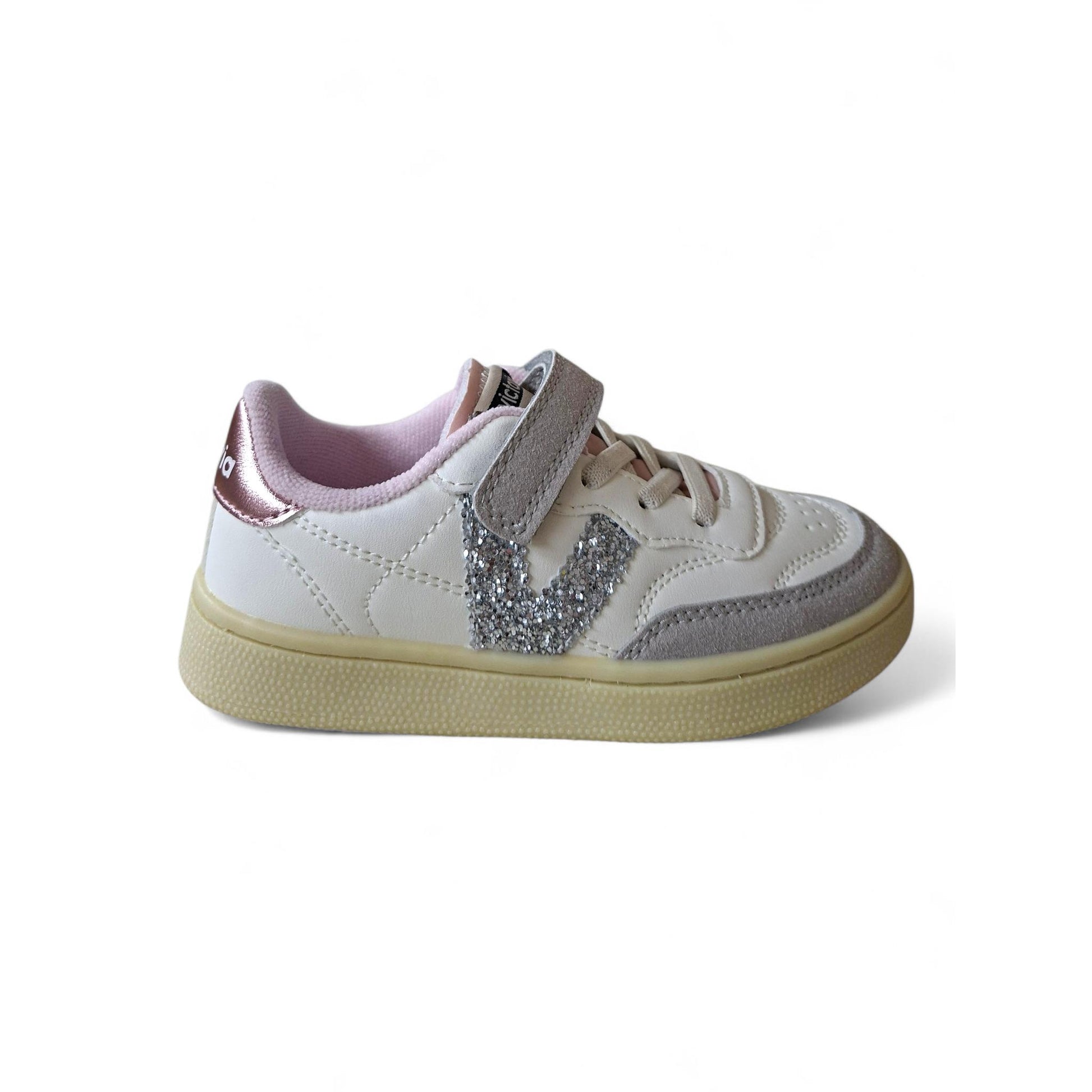 Sneakers bambina bianco pelle suede grigio glitter Victoria Oslo Scarpetteria Gica Trani

