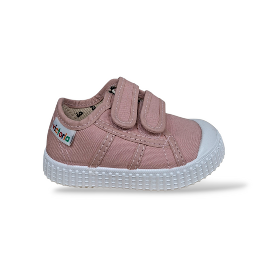 Victoria Basket Tiras Lona Sneakers Bambina Rosa Bianco – Tela con Velcro | Taglie 21-30