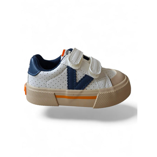 Sneakers bambino bianco pelle blu arancione Victoria Tribu Scarpetteria Gica Trani
