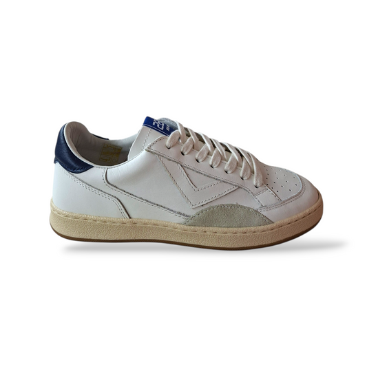Sneakers bambino ragazzi 2B12 Junior Play bianche blue in pelle con laccio Made in Italy
