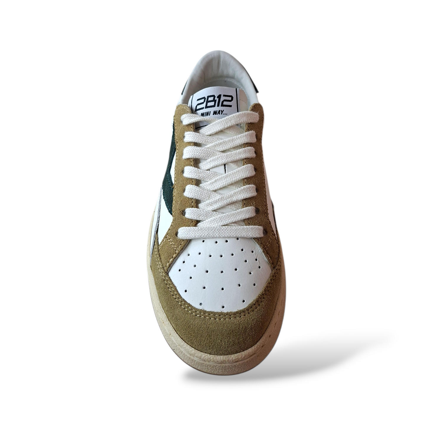 Sneakers eleganti bambino 2B12 beige verdone cerimonie taglie 35-39 Scarpetteria Gica
