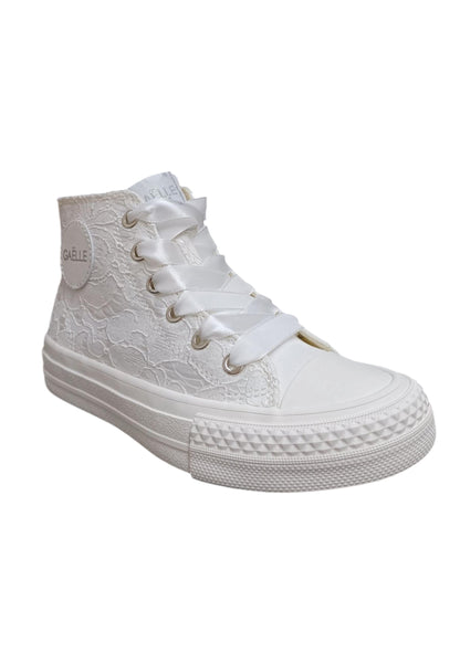 Scarpe sneakers Bambine e ragazze gaelle sissy  bianco laccio e zip laterale