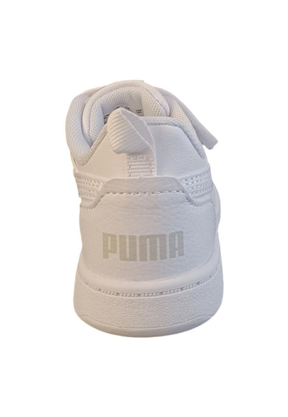 Scarpe sneakers Unisex bambini PUMA REBOUND  bianco-nero-blue laccio elastico e velcro