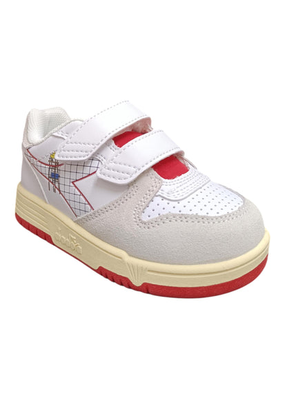 Scarpe sneakers Bambine e ragazze Diadora RAPTOR  bianco-rosso velcro