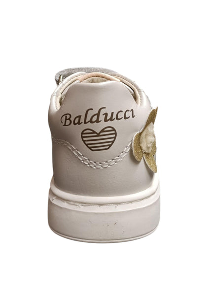 Sneakers primi passi bambina Balducci Cita bianco oro pelle - Eleganza luminosa con velcro