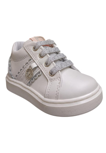 Scarpe sneakers Bambine balducci cita  bianco-argento laccio e zip laterale