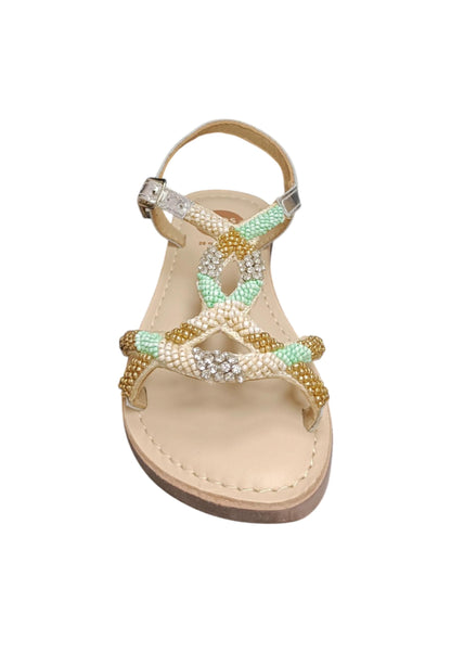 Sandalo bambina Gioseppo Komensky argento pelle fibbia comfort elegance