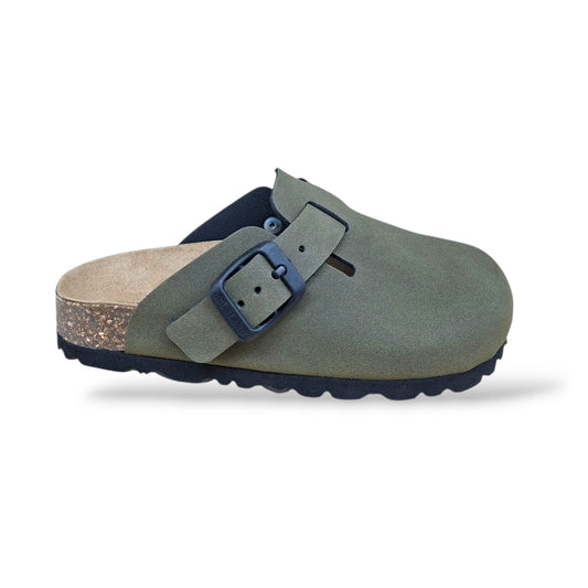 Ciabatta Bio Sughero Bambini e Ragazzi Grunland Junior Luce Oliva – Sottopiede Sughero EVA