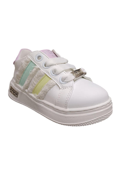 Scarpe sneakers Bambine e ragazze cult william  bianco-giallo-verde-rosa laccio