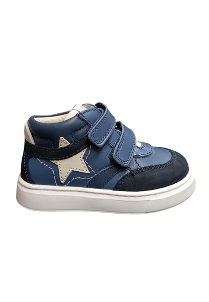 Sneakers primi passi bambino Balducci Cita blu grigio pelle - Stile urbano con velcro