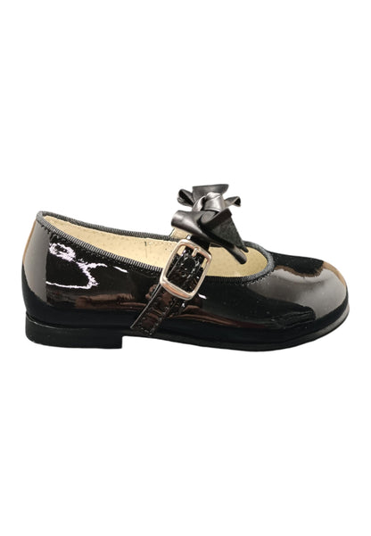Ballerina bambino Panyno B2601 nero vernice fibbia fiocco estraibile elegance