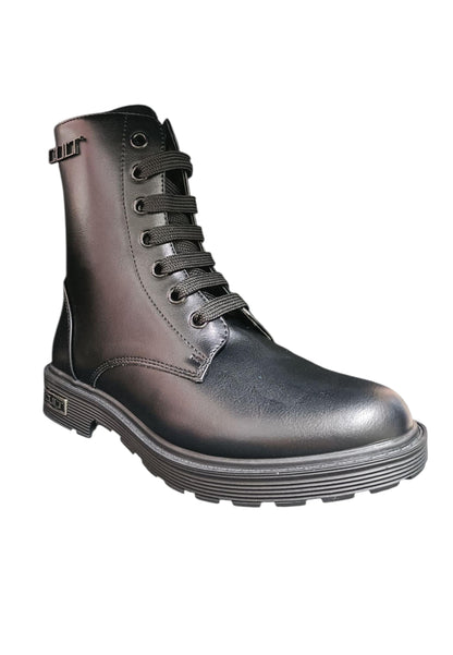 Scarpe anfibio Bambini e ragazzi cult MARTIN nero laccio e zip laterale