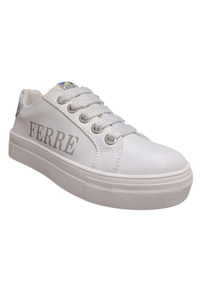 Scarpe sneakers Bambine e ragazze ferrè krug  bianco laccio e zip laterale