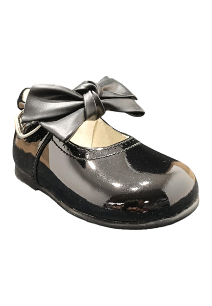 Ballerina primi passi Panyno B1528 nero vernice fibbia fiocco estraibile