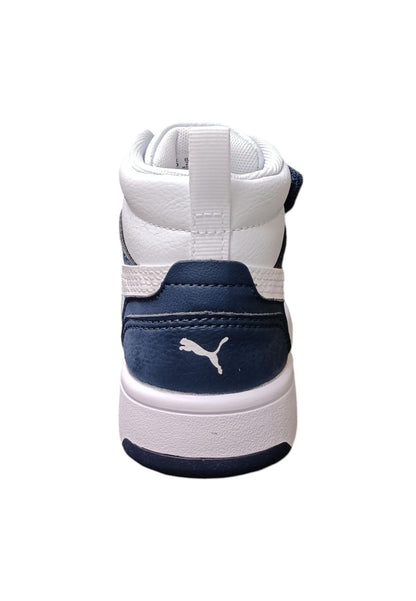 Scarpe sneakers Unisex bambini PUMA REBOUND  bianco-nero laccio elastico e velcro