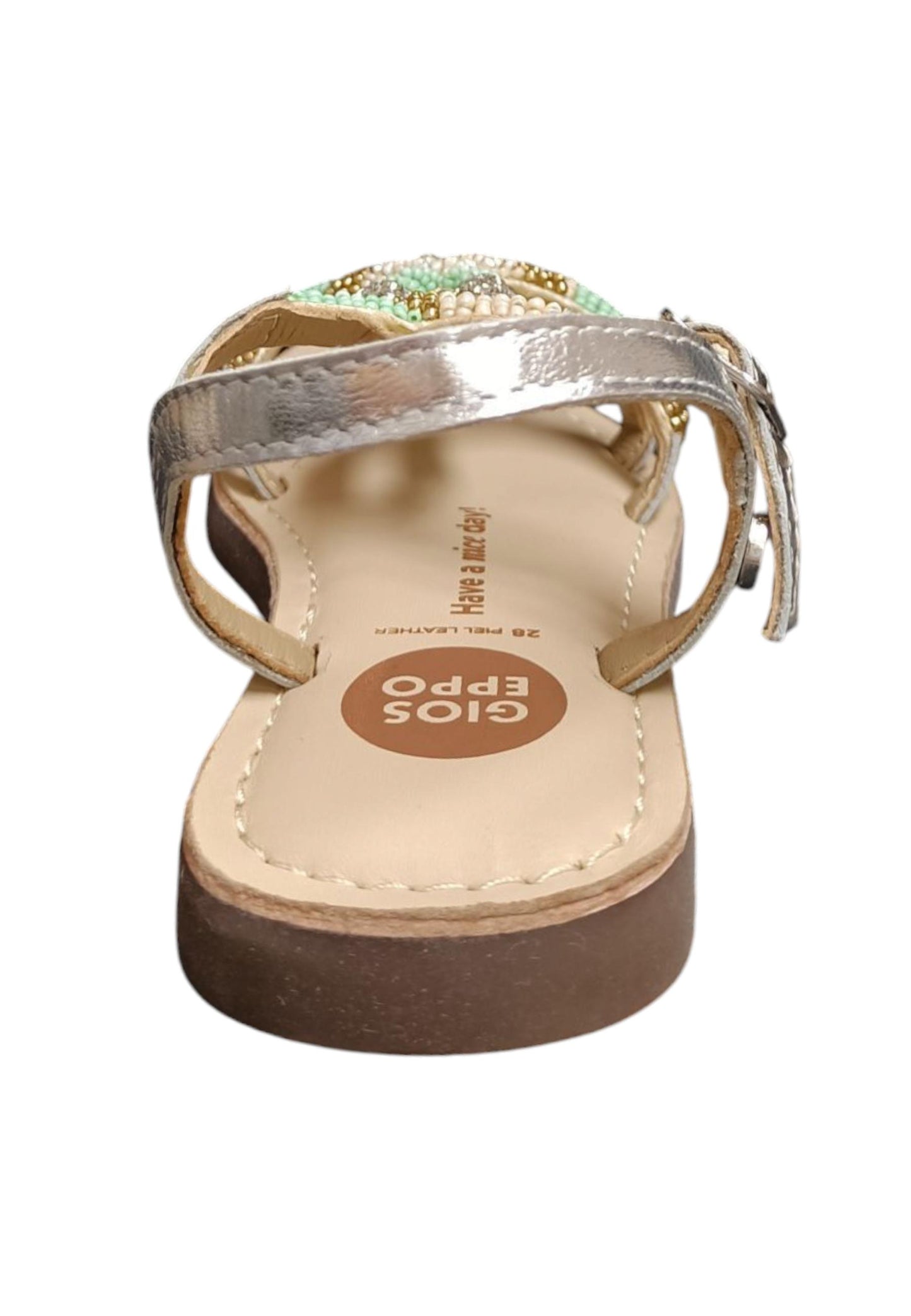Sandalo bambina Gioseppo Komensky argento pelle fibbia comfort elegance