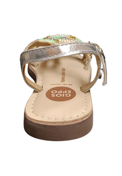 Sandalo bambina Gioseppo Komensky argento pelle fibbia comfort elegance