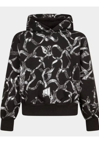 Felpa Nike Jordan Bambine con Cappuccio Nero Bianco - Cotone Felpato