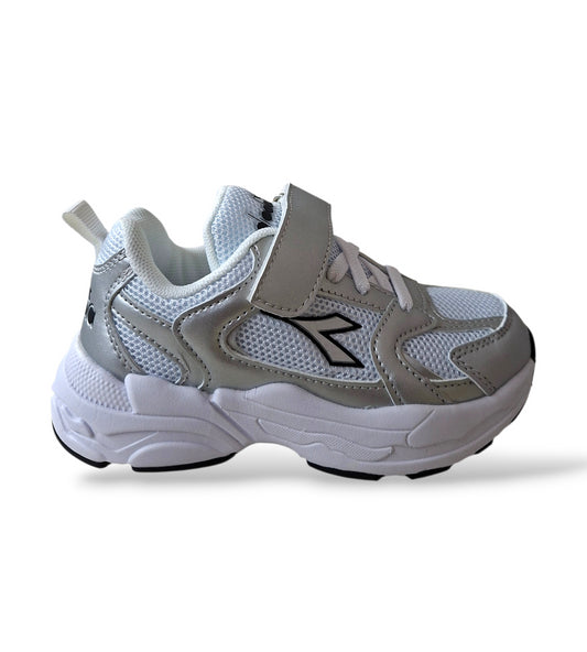 Scarpe sneakers Bambini e ragazzi Diadora ALLEY grigio-metal-bianco laccio elastico e velcro