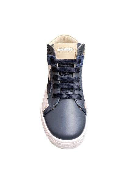 Sneakers bambino Balducci Butter blu bianco beige pelle - Stile dinamico con zip laterale