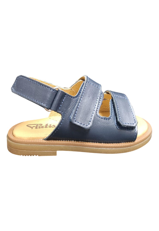Sandalo bambino Platis Open Classic blue pelle - Sandalo da passeggio con velcro