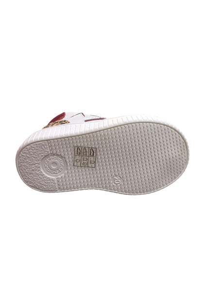 Sneakers primi passi bambina Balducci Cita bianco nero fucsia maculato pelle - Stile animalier con lacci