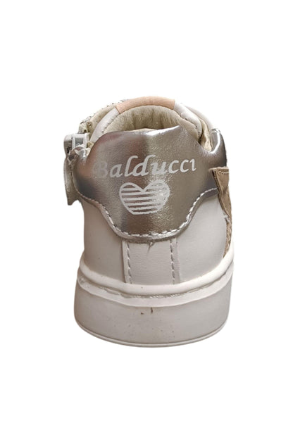 Sneakers primi passi bambina Balducci Cita bianco cipria pelle - Dolcezza romantica con lacci