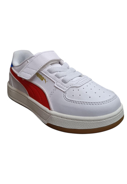 sarpe sneakers Bambini e ragazzi PUMA CAVEN  bianco-rosso-azzurro laccio elastico e velcro