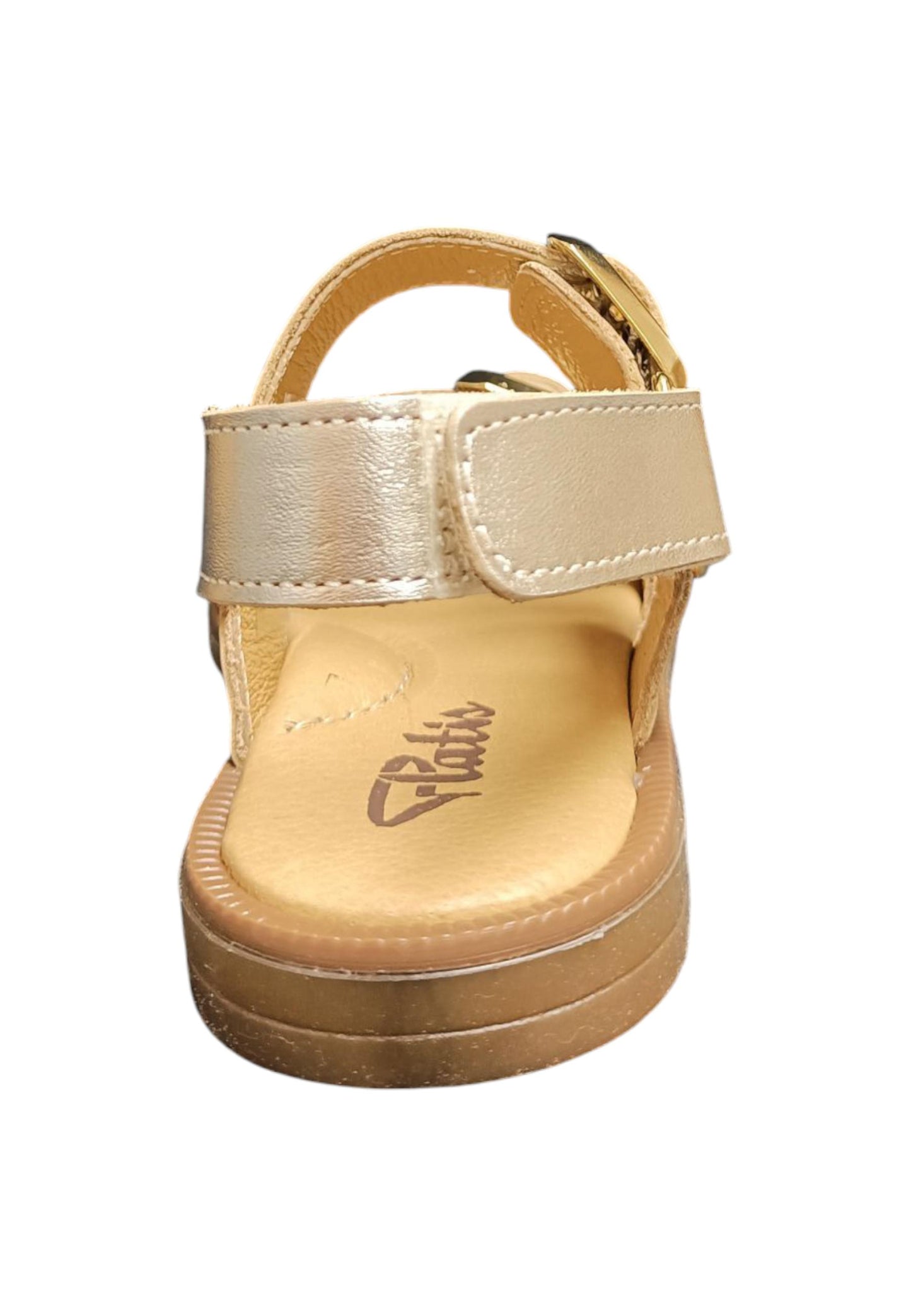 Sandalo bambina Platis Open Classic dorato laminato - Sandalo da passeggio con velcro
