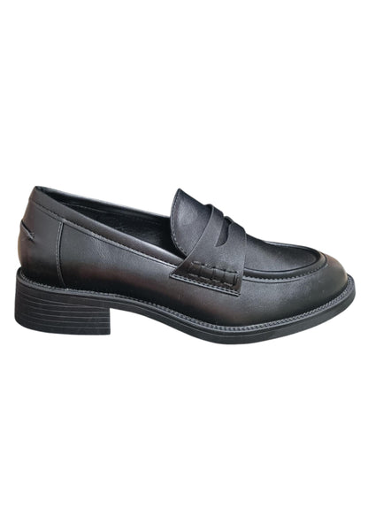 Mocassini college donna Marina Galanti nero pelle - Eleganza casual con elastico