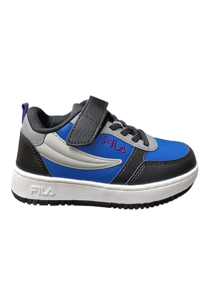 Scarpe sneakers Unisex bambini fila REGA  bianco-nero-celeste-grigio laccio elastico e velcro