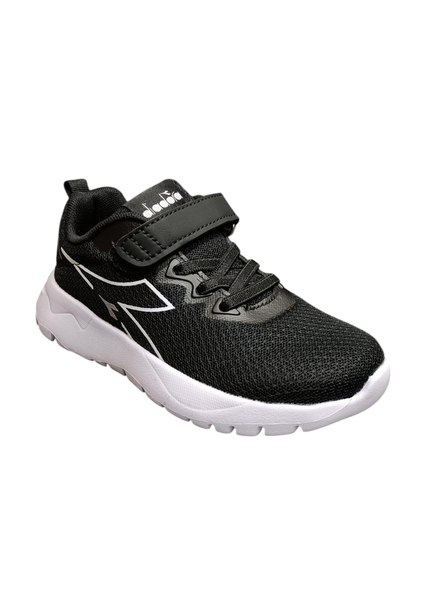 Scarpe sneakers Bambini e ragazzi Diadora evo run  nero-bianco laccio elastico e velcro
