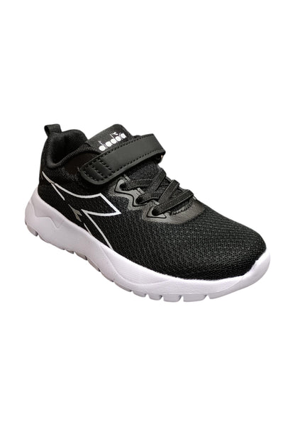 Scarpe sneakers Bambini e ragazzi Diadora evo run  nero-bianco laccio elastico e velcro